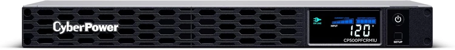 CyberPower CP500PFCRM1U PFC Sinewave UPS Battery Backup and Surge Protector, 500VA/300W, 6 Outlets, AVR, 1U Rackmount, UL Certified