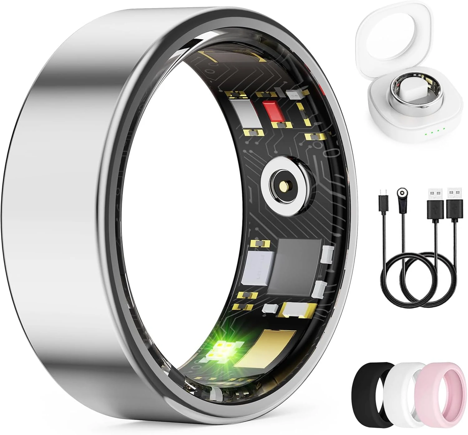 UniJethro Smart Ring for Women & Men, Health Tracker Ring with Heart Rate, Blood Oxygen, Blood Pressure, IP68 Waterproof Fitness Ring