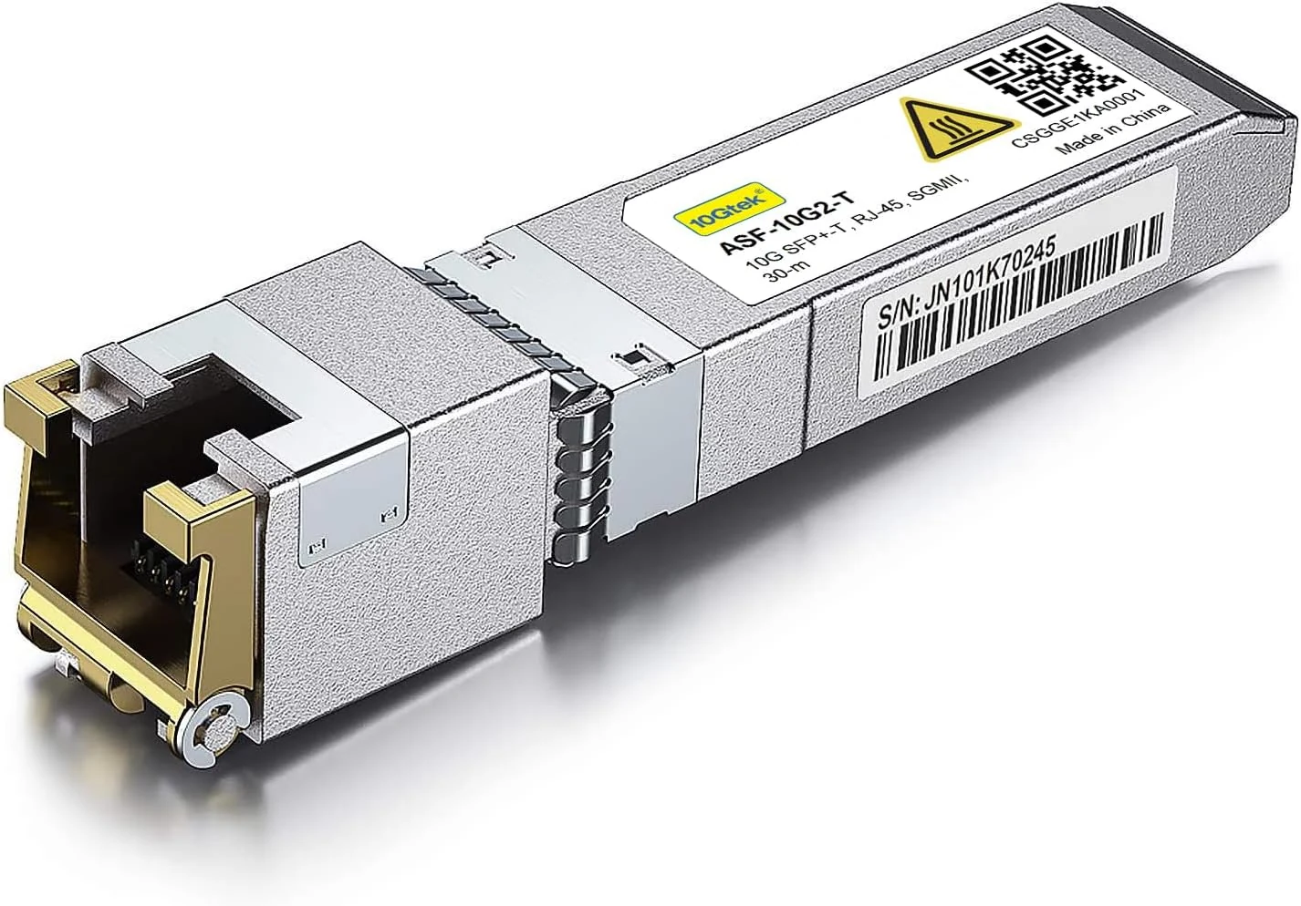 10Gtek 𝟭.𝟮𝟱/𝟮.𝟱/𝟱/𝟭𝟬𝗚-T SFP+ to RJ45 CAT.6a Copper Transceiver