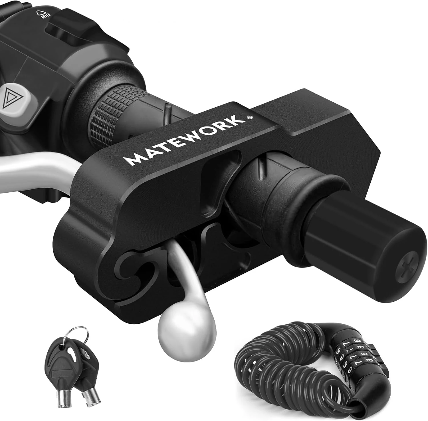 Matework motorcycle lock anti theft heavy duty (handlebar and brake lock with helmet lock)