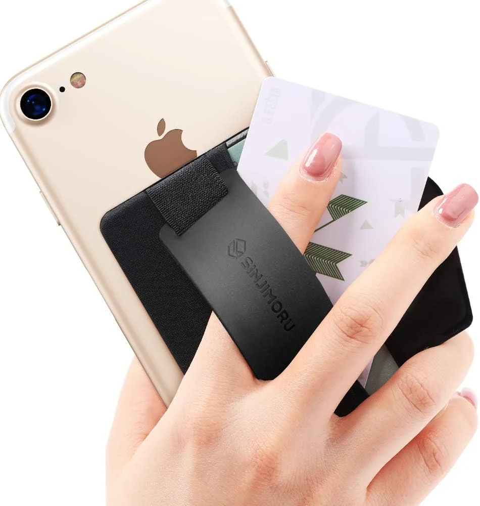 Sinjimoru Phone Grip Card Holder with Phone Stand, Secure Stick