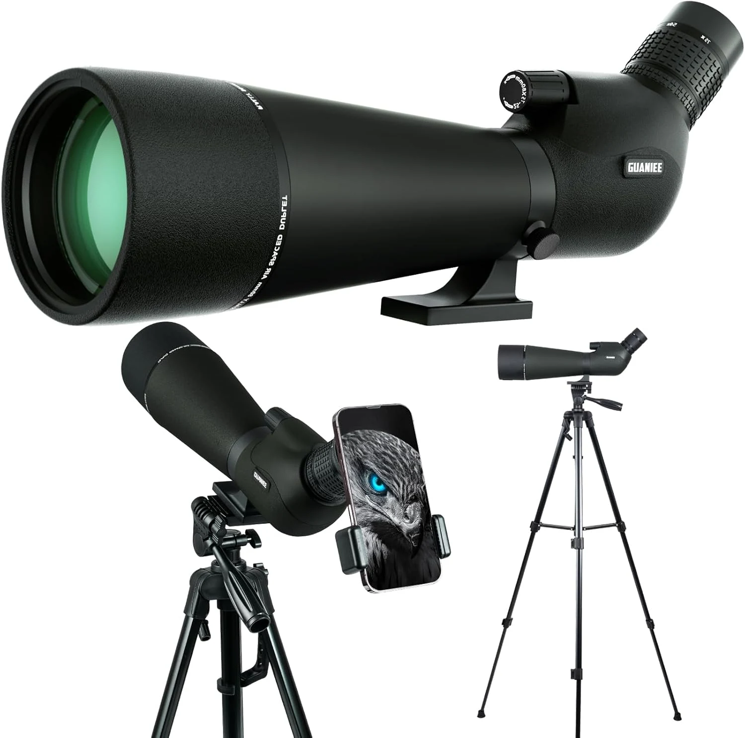GUANIEE 25-75x80 Spotting Scope for Target Shooting with Full Size Tripod