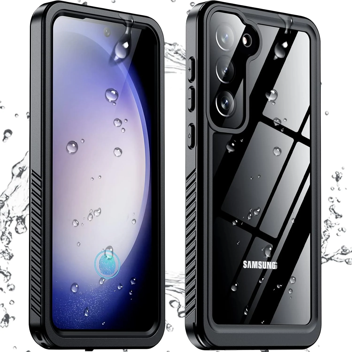 Temdan Waterproof Case for Samsung Galaxy S23 (Built-in Screen & Lens Protector, IP68, Black/Clear)