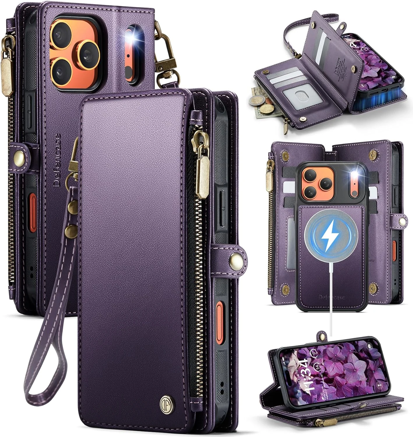 Defencase for iPhone 17 Pro Max Magnetic Wallet Case Compatible with Magsafe