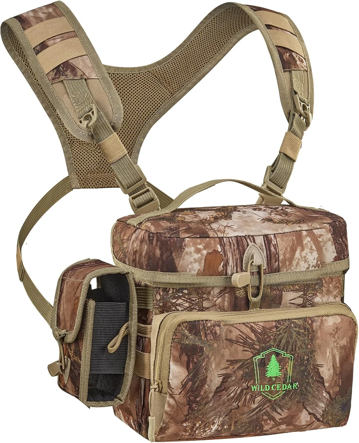 Binocular Harness Chest Pack with Rangefinder Pouch, Bino Harness with Rain Cover for Hunting