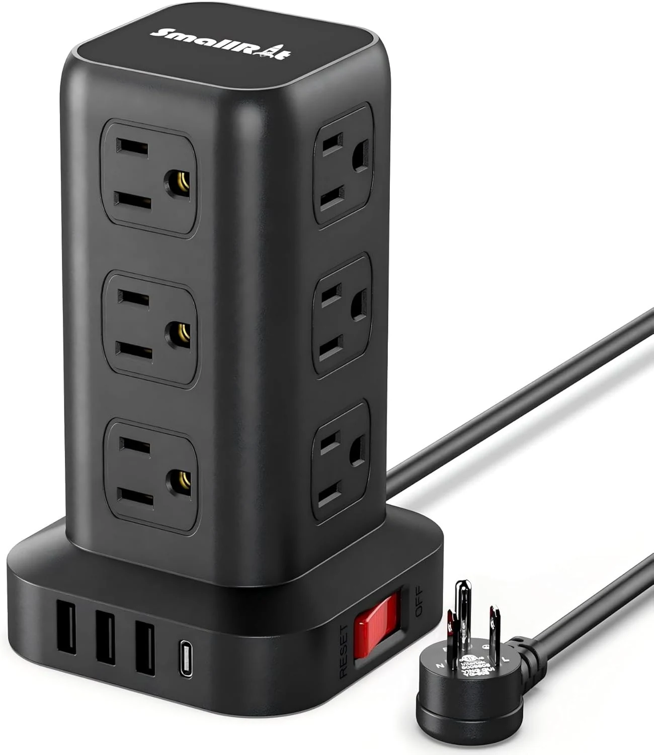SMALLRT 16 in 1 Tower Power Strip with 12 AC Outlets and 4 USB (USB-C)