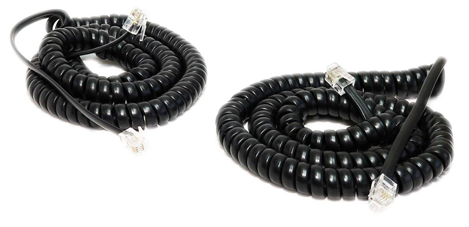 iMBAPrice (Pack of 2) Black Coiled Telephone Phone Handset Cable Cord