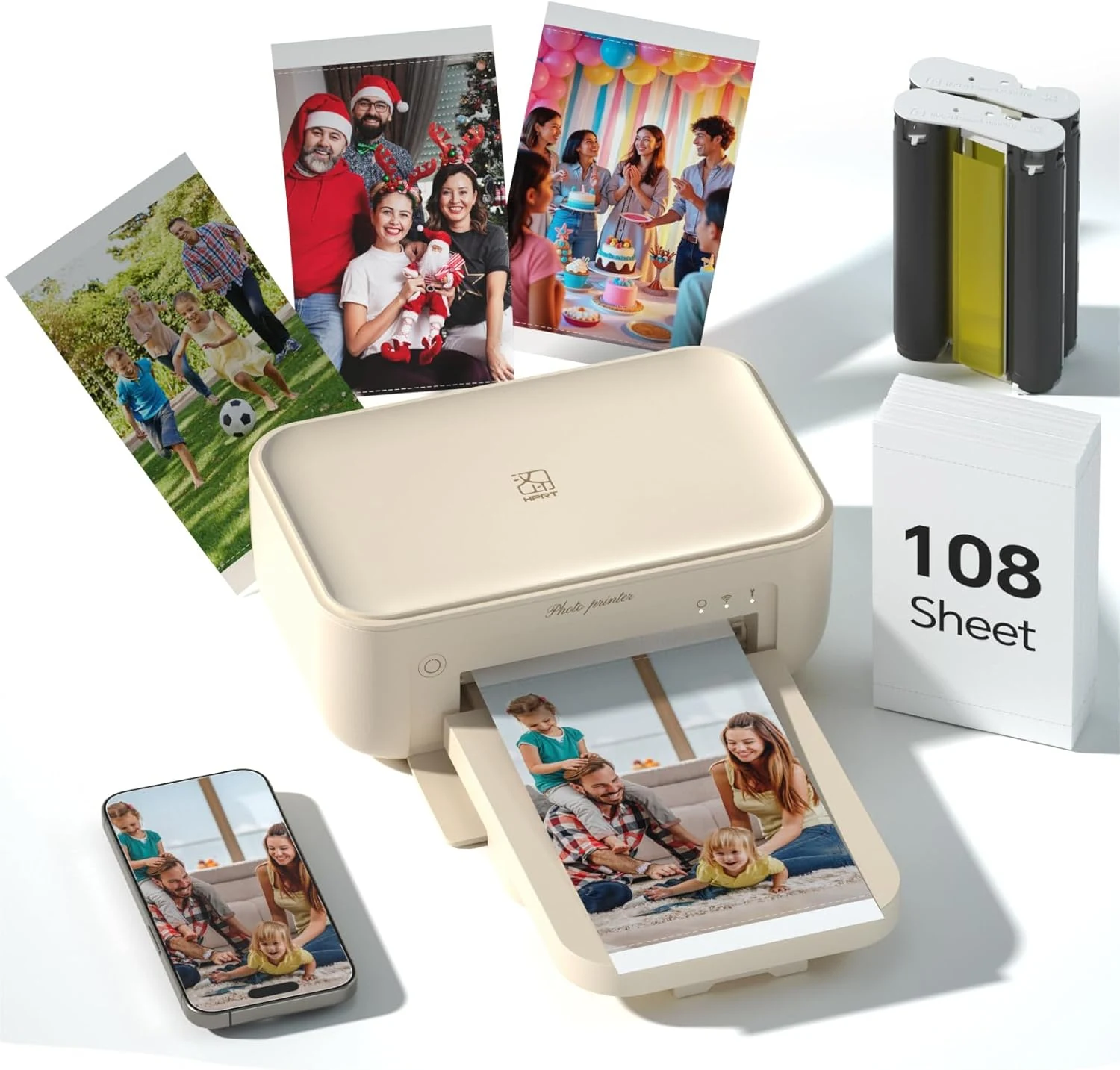 HPRT 4x6 Photo Printer with 108 Sheets & 2 Ribbons