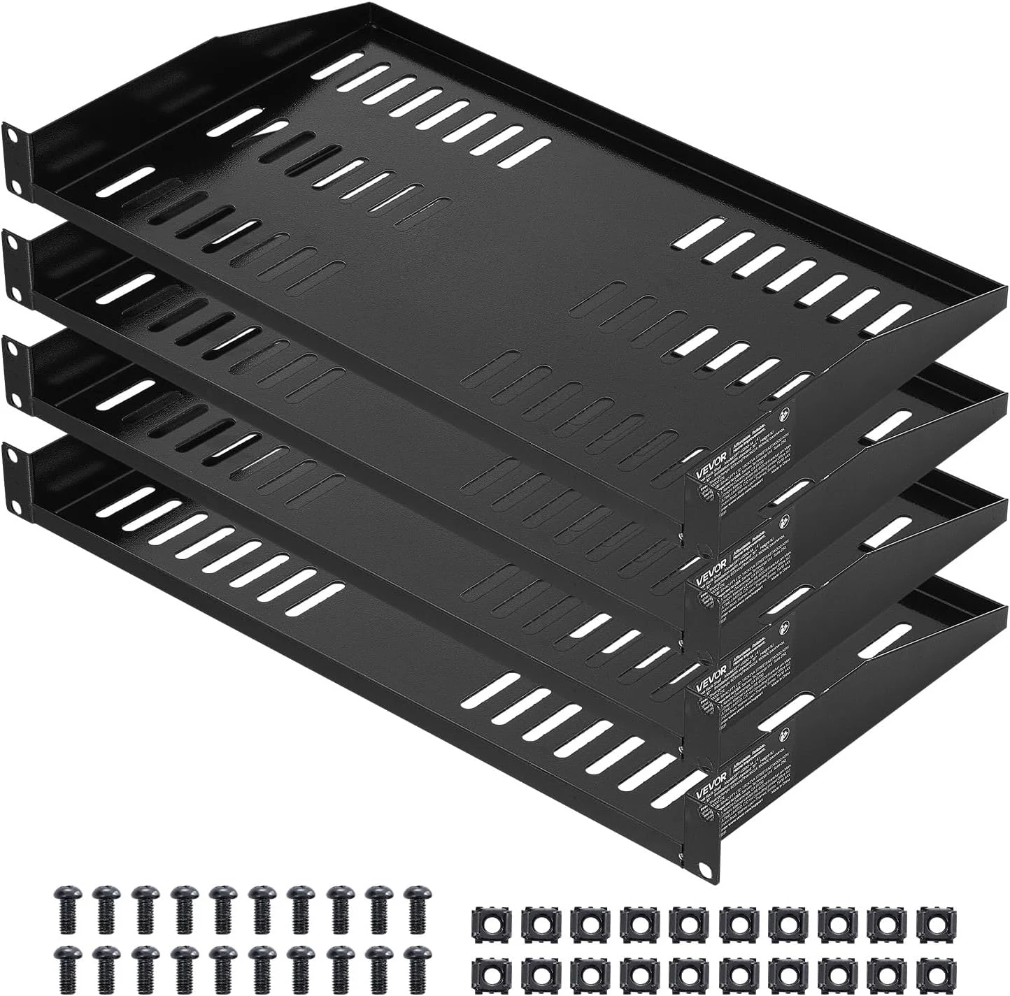 VEVOR 4PCS 1U Server Rack Shelf, Universal Vented Rack Mount Cantilever Tray (10" Deep)