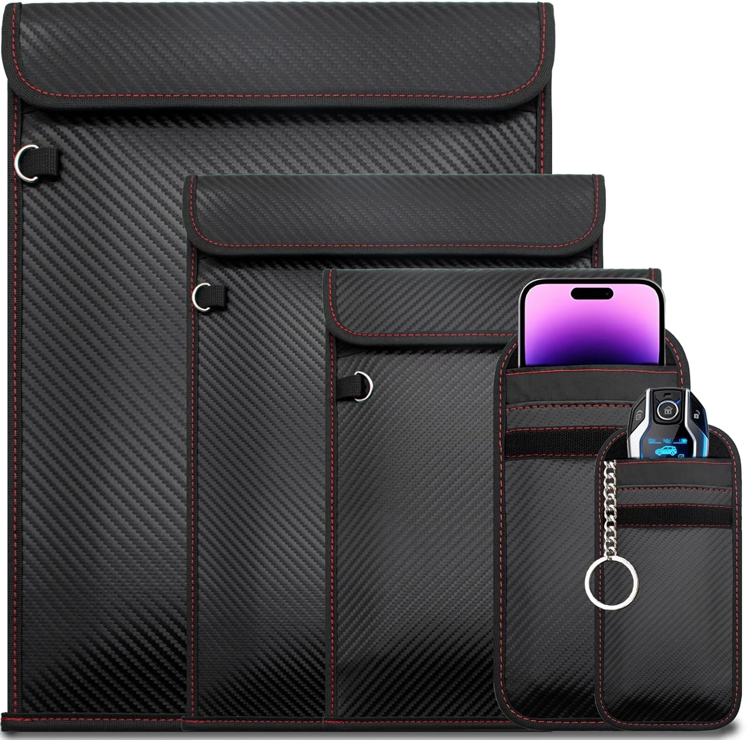 OMKHE Faraday Bags 5 Pack, Anti-Tracking Faraday Bag for Phones & Car Keys & Tablets & Laptops