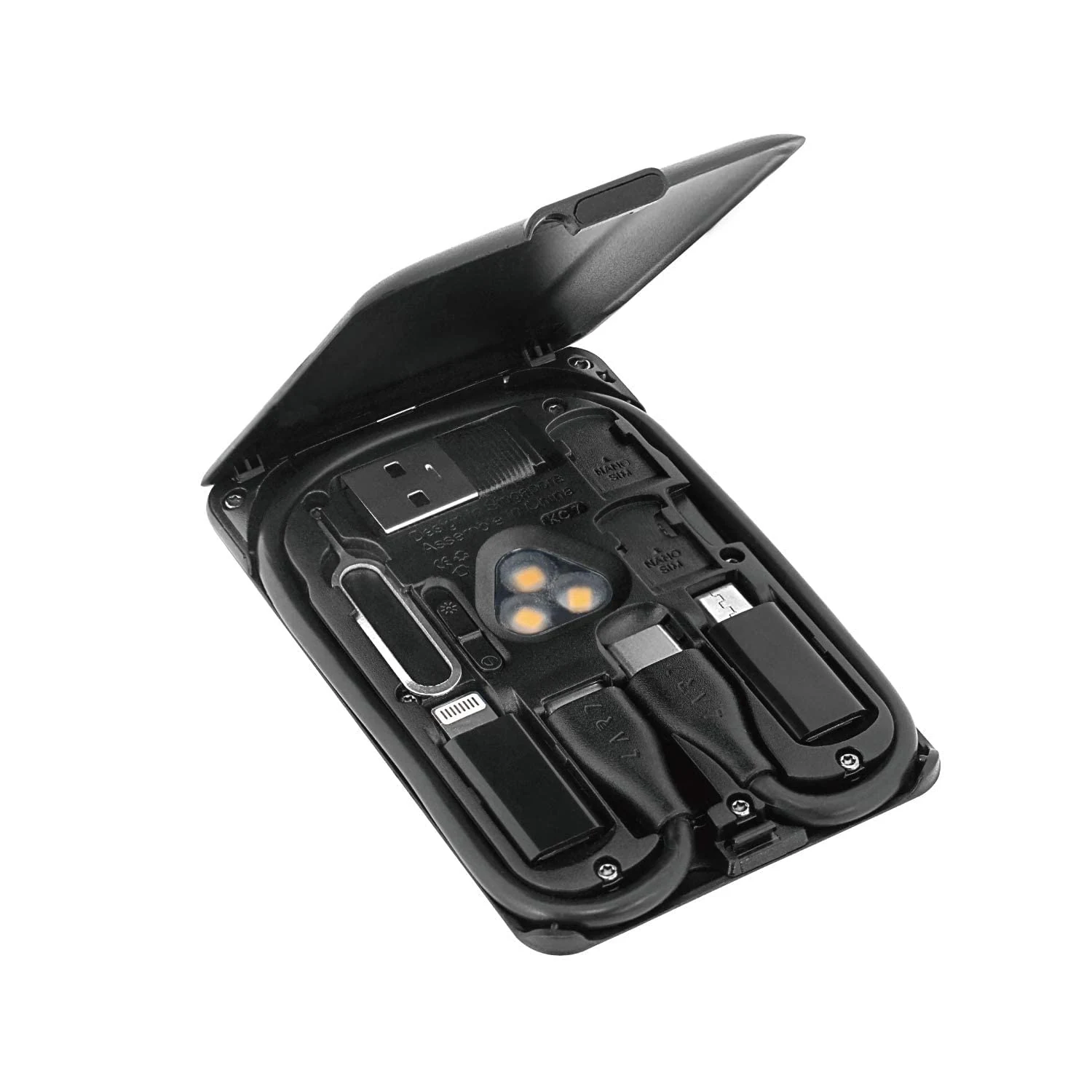 KableCARD Multi-Functional Cable (Black, Type-C 5-pin) with Memory Reader, SIM Ejector Pin, and Ambient Light