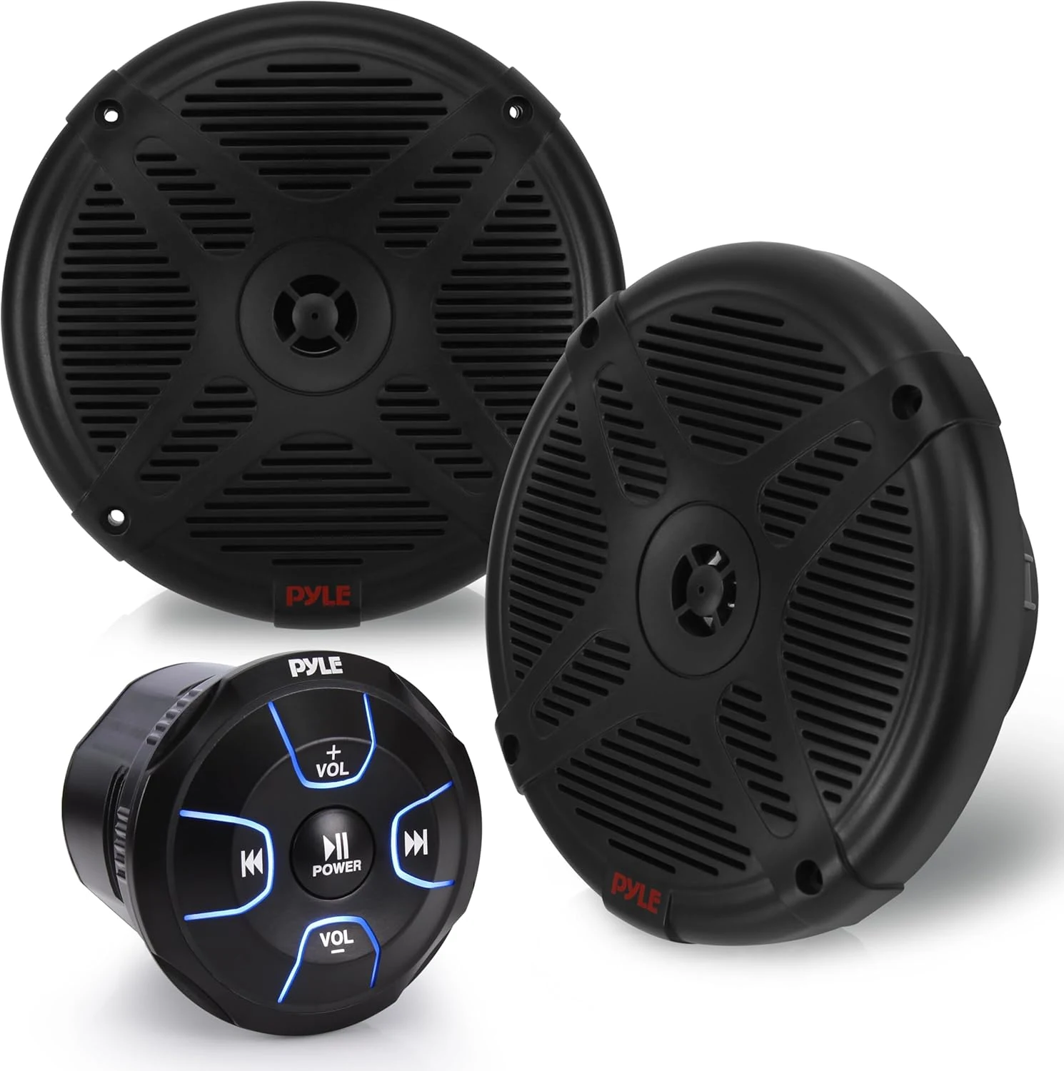 Pyle PLMRKT8 6.5'' Dual Marine Speakers Kit (IP65) with Amplified Bluetooth Receiver