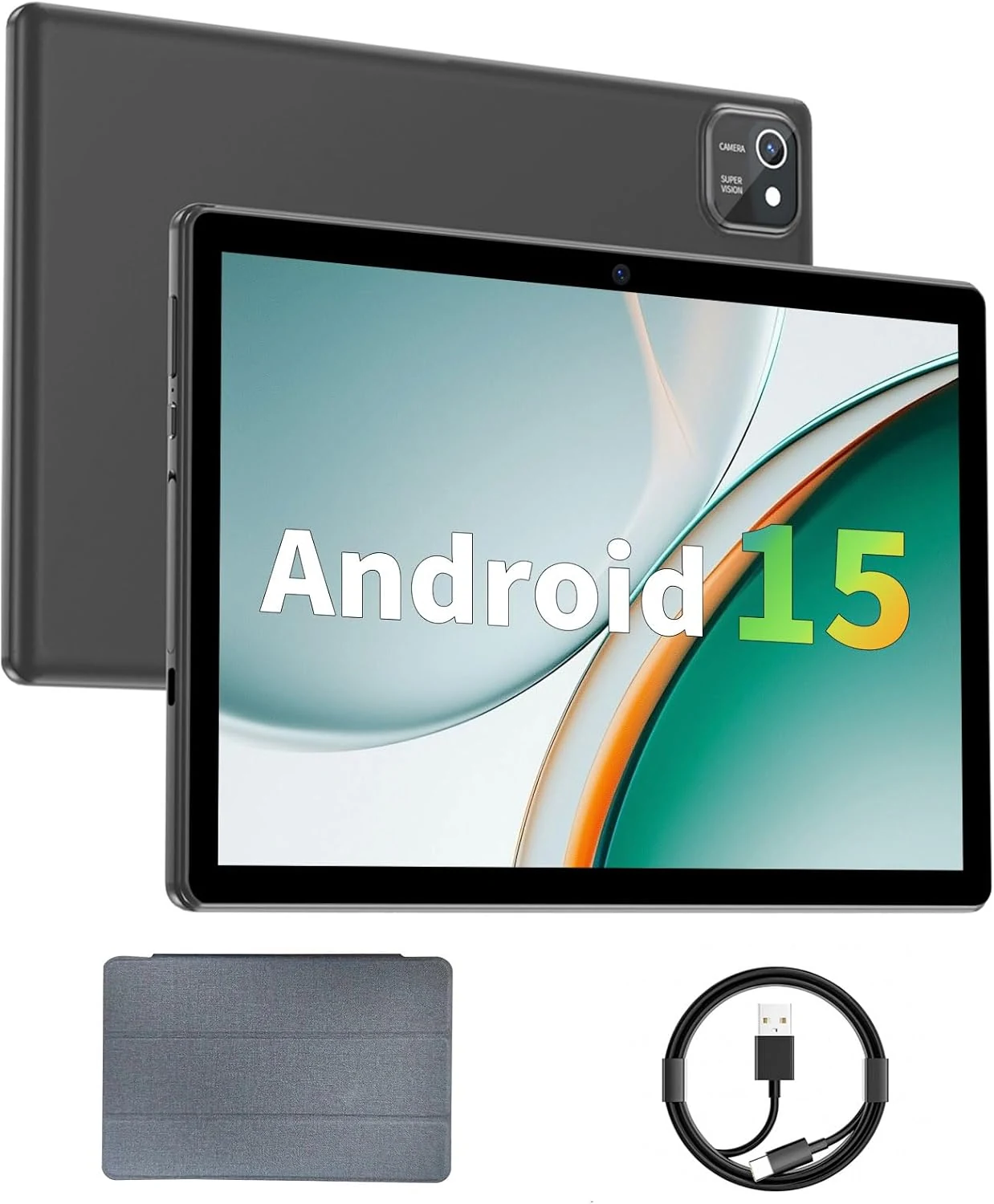 aiprotablet Tablet 10 inch Android 15 Tablets, 12GB RAM 64GB 1TB Expand (Black)