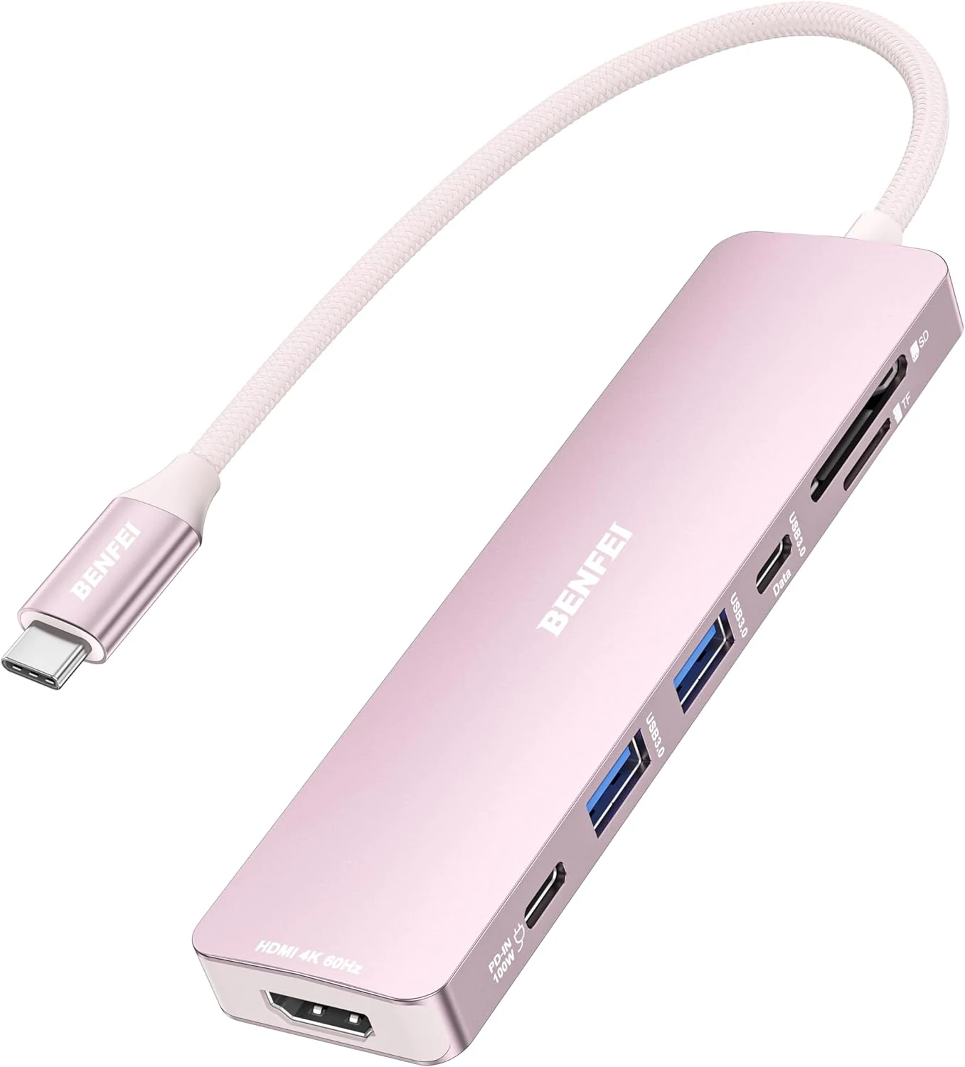 BENFEI 7-in-1 USB C Hub with HDMI (4K@60Hz), 2 USB-A, 1 USB-C Data, 100W Charge, SD/TF Card Reader