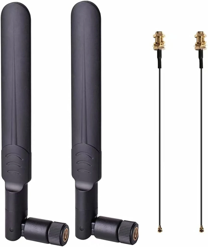 2 x 8dBi WiFi RP-SMA Male Antenna 2.4GHz 5.8GHz Dual Band +2 x 15CM U.FL/IPEX to RP-SMA Female Pigtail Cable