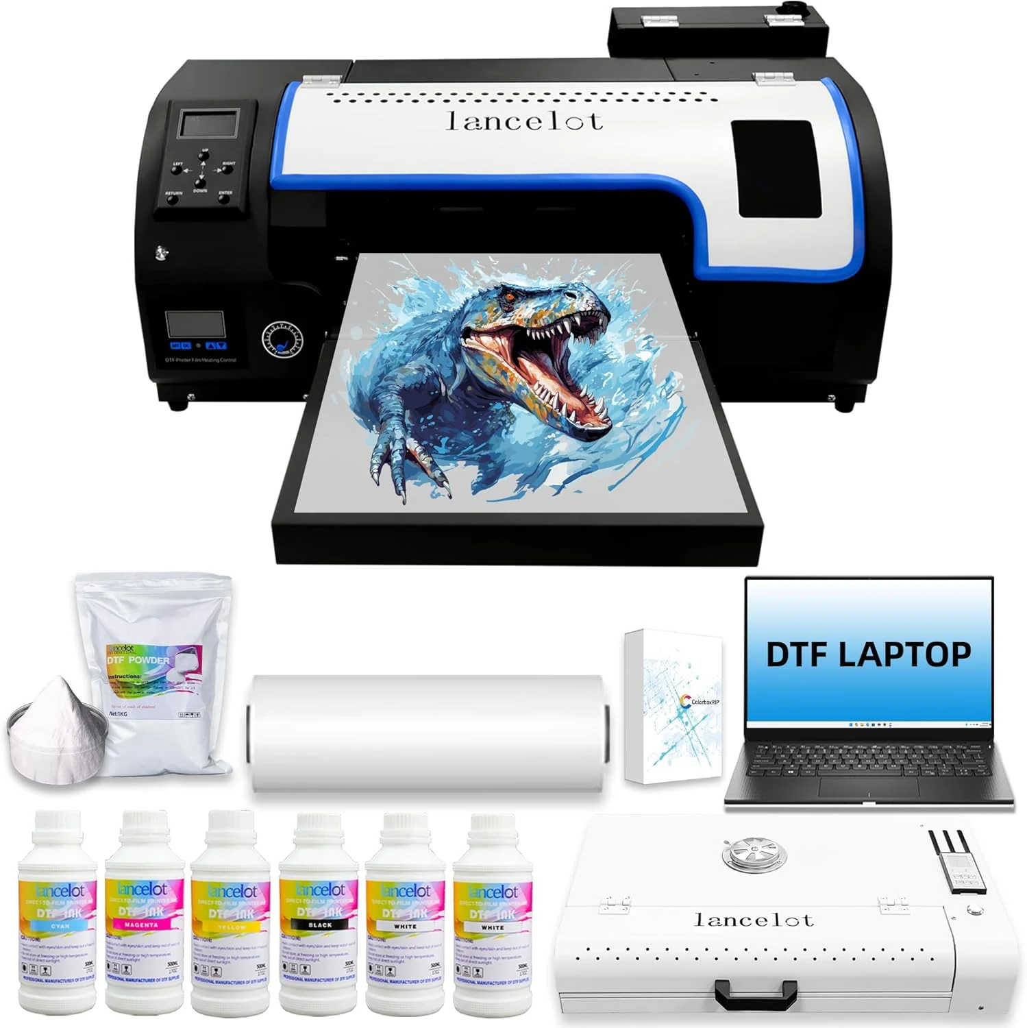 Lancelot Auto-Maintenance M1630 Pro DTF Bundle with Roll Feeder, White Ink
