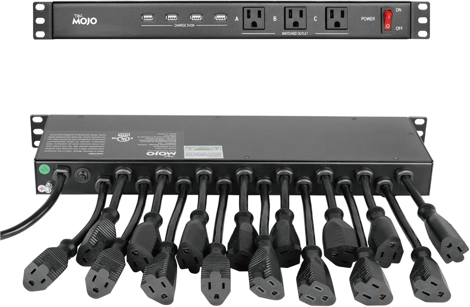 Tecmojo 1U Rack Mount 19 Outlet PDU Power Distribution Unit
