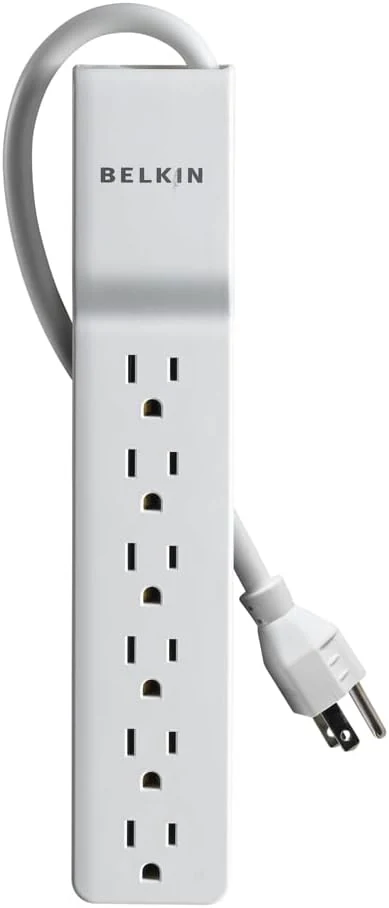 Belkin 6-Outlet Surge Protector Power Strip, UL-Listed w/ 6 AC Outlets & 10ft/3M Cord, ABS, Overload and Overvoltage Protection for Personal Electronics, Small Appliances, & More - 720 Joules, Plastic