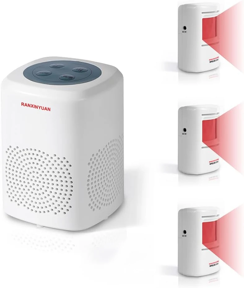Dog Barking Alarm Motion Detector Outdoor PIR Human Body Motion Sensor Alarm Electronic Alarm Motion Activated Home Security (3 Detectors+ 1 Receiver)