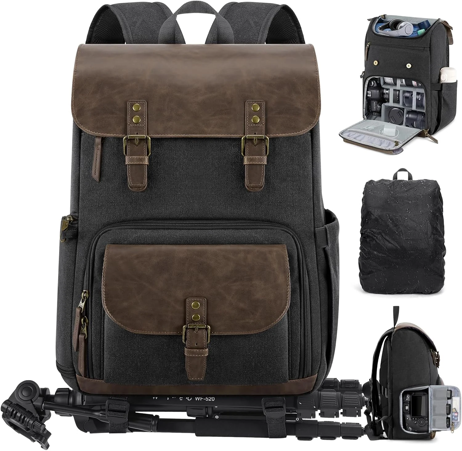 RAINSMORE Camera Bag Professional for DSLR/SLR Mirrorless Waterproof 15.6 Inch