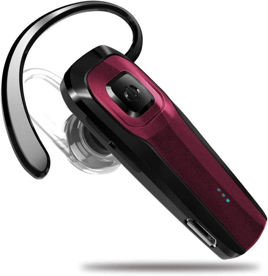 TOORUN Bluetooth Earpiece, M26 Bluetooth Headset Handsfree Wireless Headphone with Noise Cancelling and Microphone Compatible for Android iPhone Cell Phone Laptop - Red