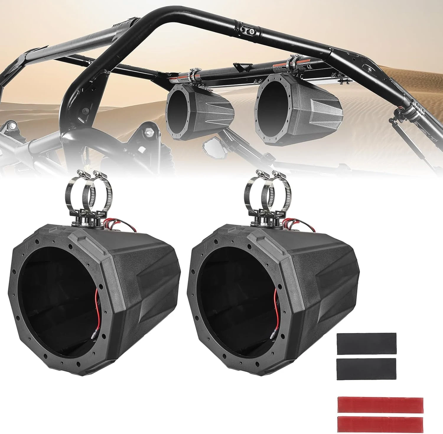 KEMIMOTO Upgraded 8" Speaker Pod Enclosure (A Pairs) for 1.5"-2" Roll Bars