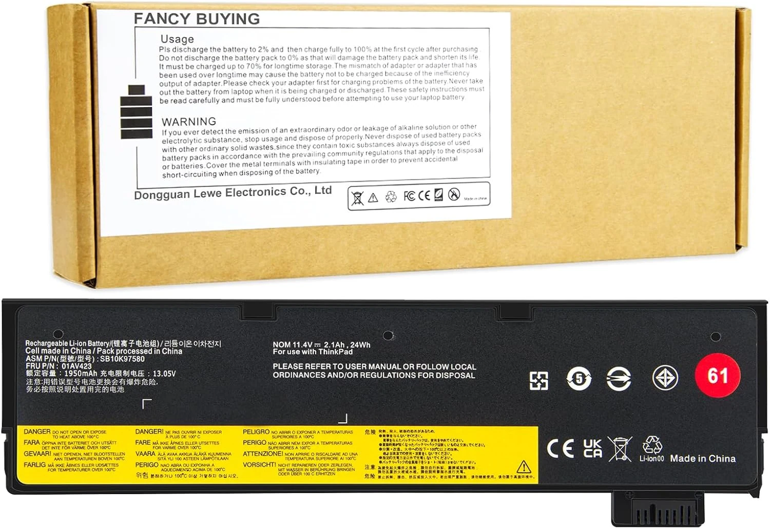 01AV423 01AV452 Laptop Battery Replacement for Lenovo ThinkPad T570 T580 (11.4V 24Wh)