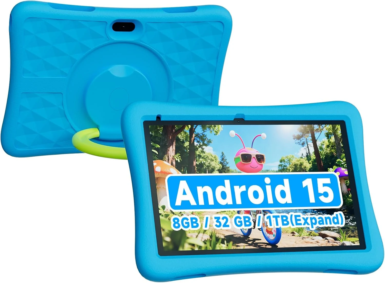 ZZB 10 Inch Android 15 Tablet for Kids with Case, 8GB (3+5 Extended) RAM + 32GB Storage (Supports 1TB Micro SD), 6000mAh Long Battery, Dual Cameras