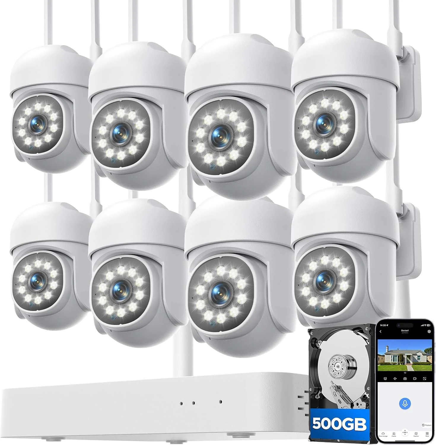 CAMCAMP Wireless Security Camera System (Color Night Vision, 10CH, 360° PTZ, 2-Way Audio)