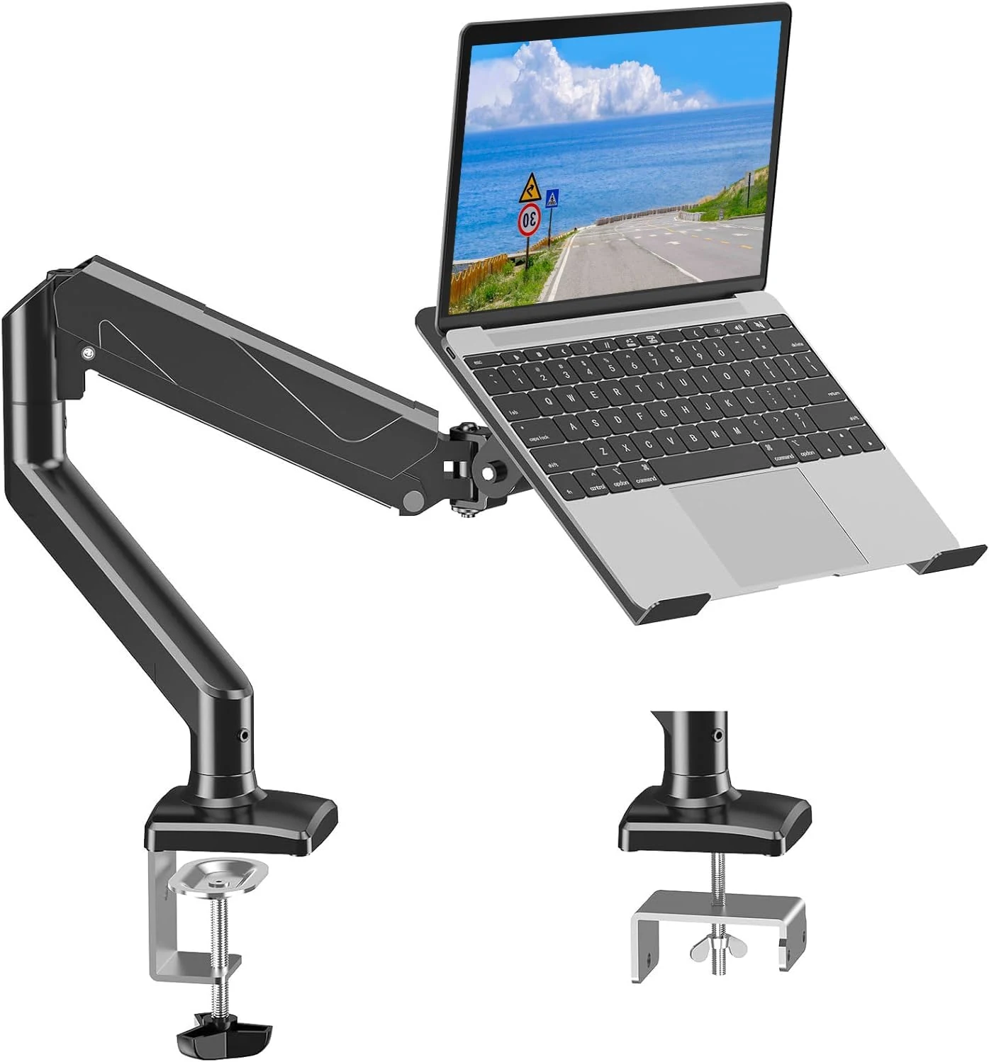 MOUNTUP Laptop Stand for Desk, Adjustable Aluminum Laptops Arm Mount for 14-17 Inch Notebook & 32" Monitor