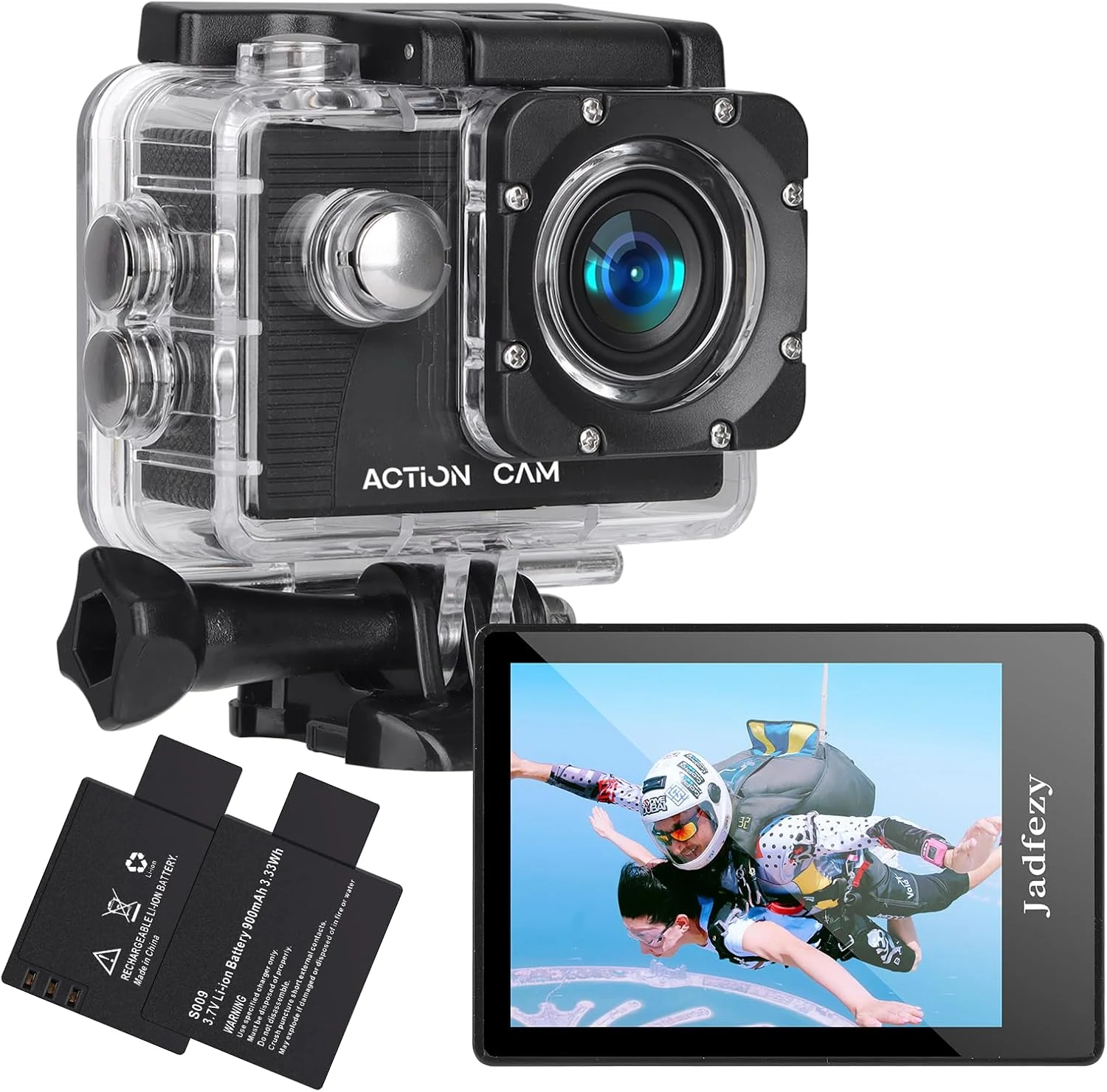 Action Camera FHD 1080P 12MP, 98FT/30M Underwater Waterproof Camera with 2 Batteries, Wide Angle Sports Camera with Accessories Kit