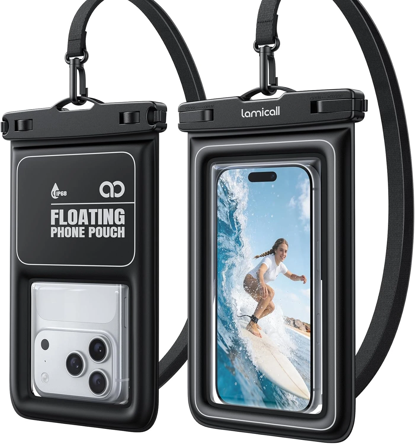 Lamicall IP68 Floating Waterproof Phone Pouch (2 Pack)