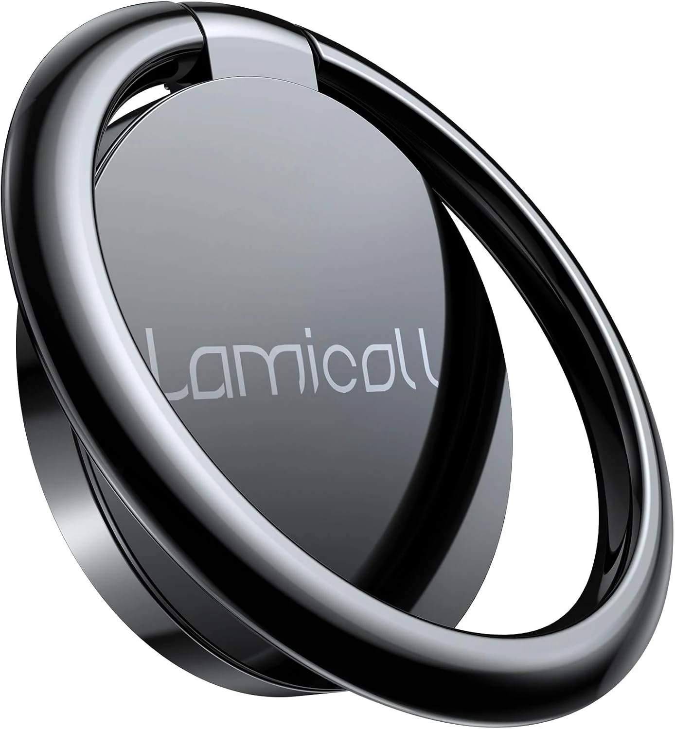 Lamicall Cell Phone Ring Holder Stand - Phone Finger Grip Kickstand, 360° Rotation Polished Metal Grip for Magnetic Car Mount