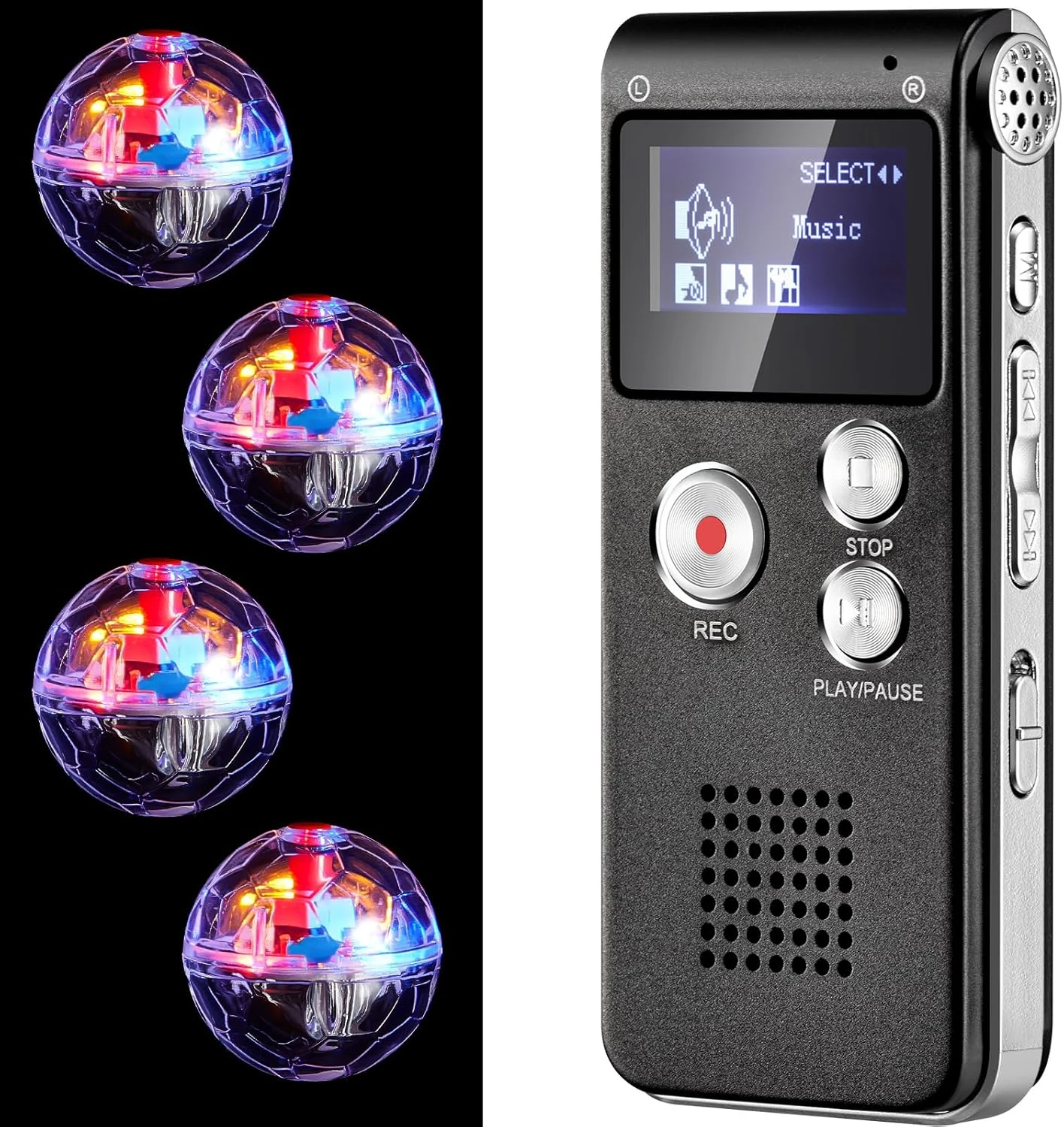 Dunzy 5 Pcs EVP Recorder Ghost Hunting Kit Paranormal Digital Voice Recorders with 4 LED Motion Activated Cat Balls