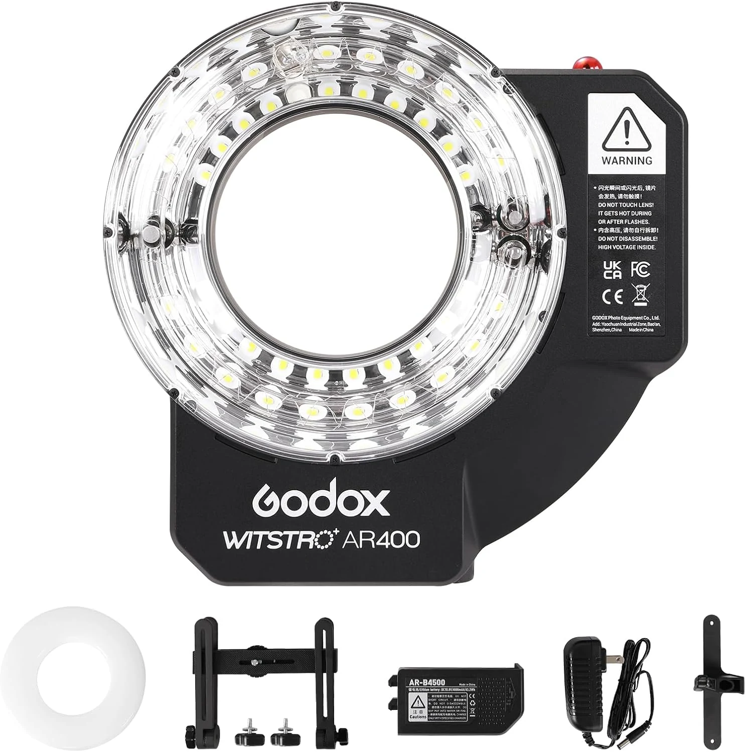 Godox Wistro AR400 Lightweight Ring Flash with Li-Ion Battery Unibody (Black)