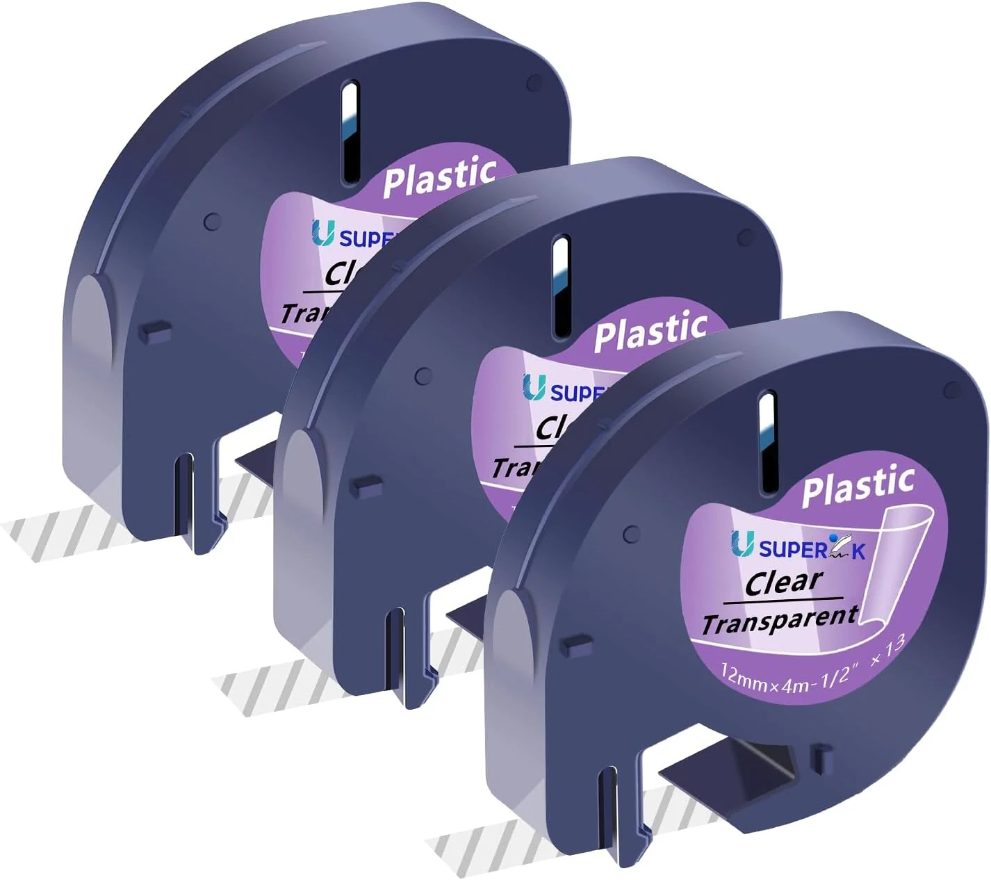 USUPERINK 3 Pack Compatible for Dymo Letratag Refills Clear Plastic Label Tape