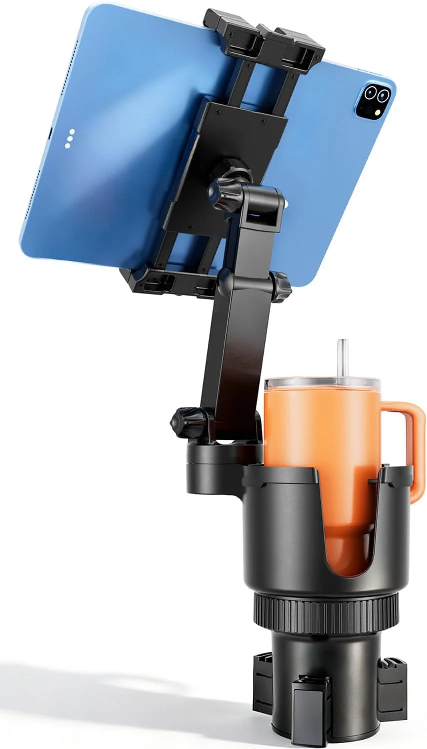 OHLPRO Cup Holder Tablet Mount for Car, Anti-Shake iPad Stand with Drink Holder (5-17" clamp)