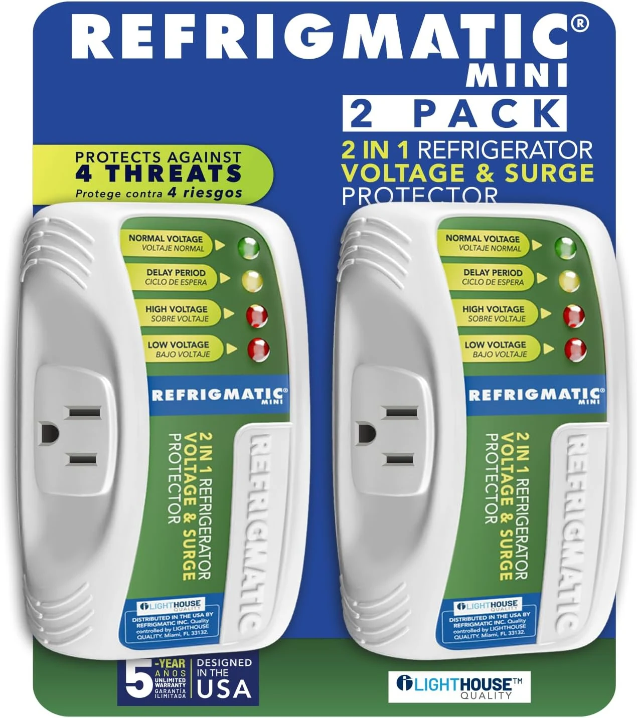 Refrigmatic WS-36300 Electronic Voltage & Surge Protector for Refrigerators Up to 27 cu. ft. (2 Pack)