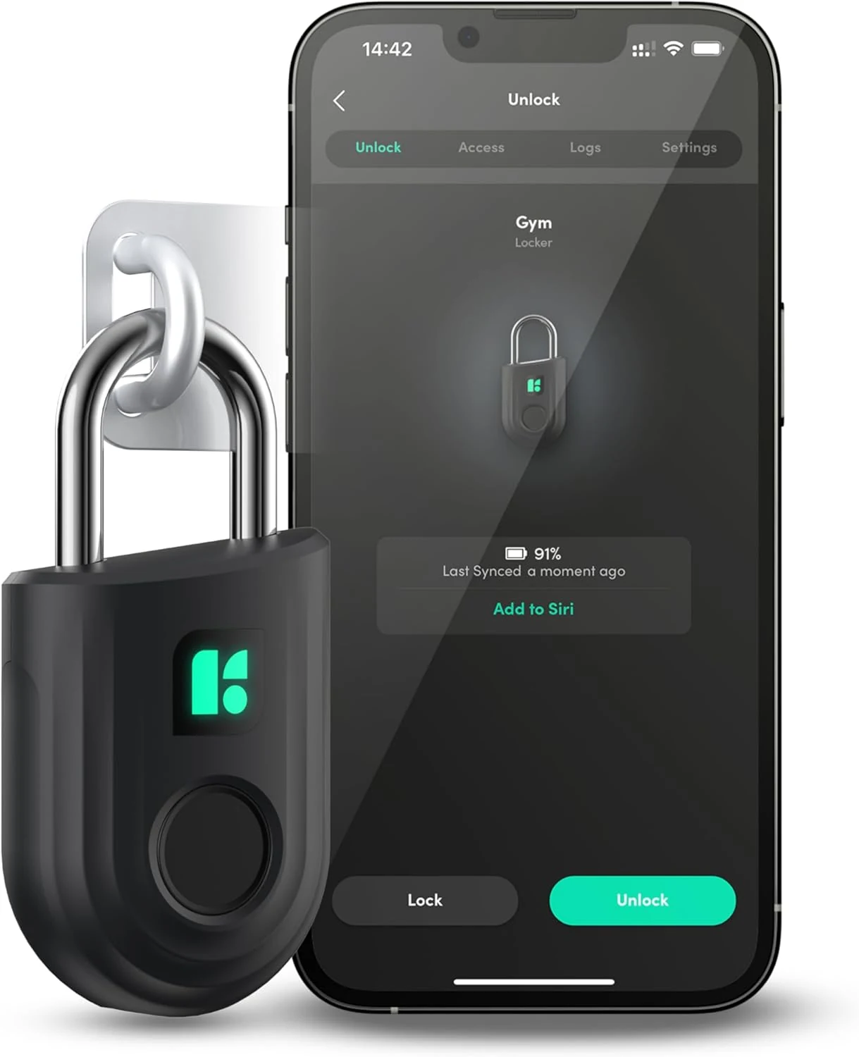 igloohome Padlock Lite Black Keyless Fingerprint Access with Mobile App