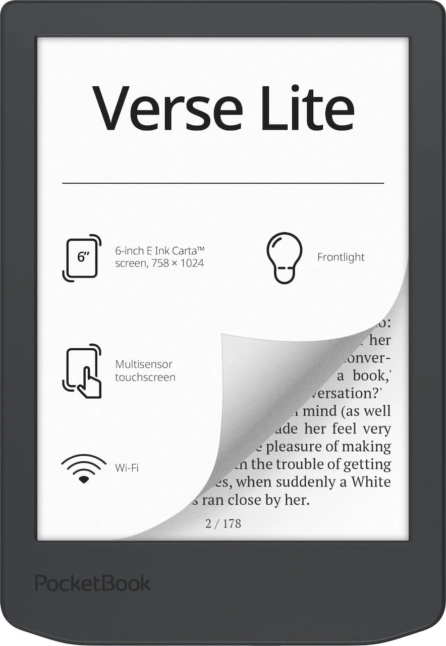 PocketBook Verse Lite – 6" E-Ink Carta Touchscreen eReader with Frontlight