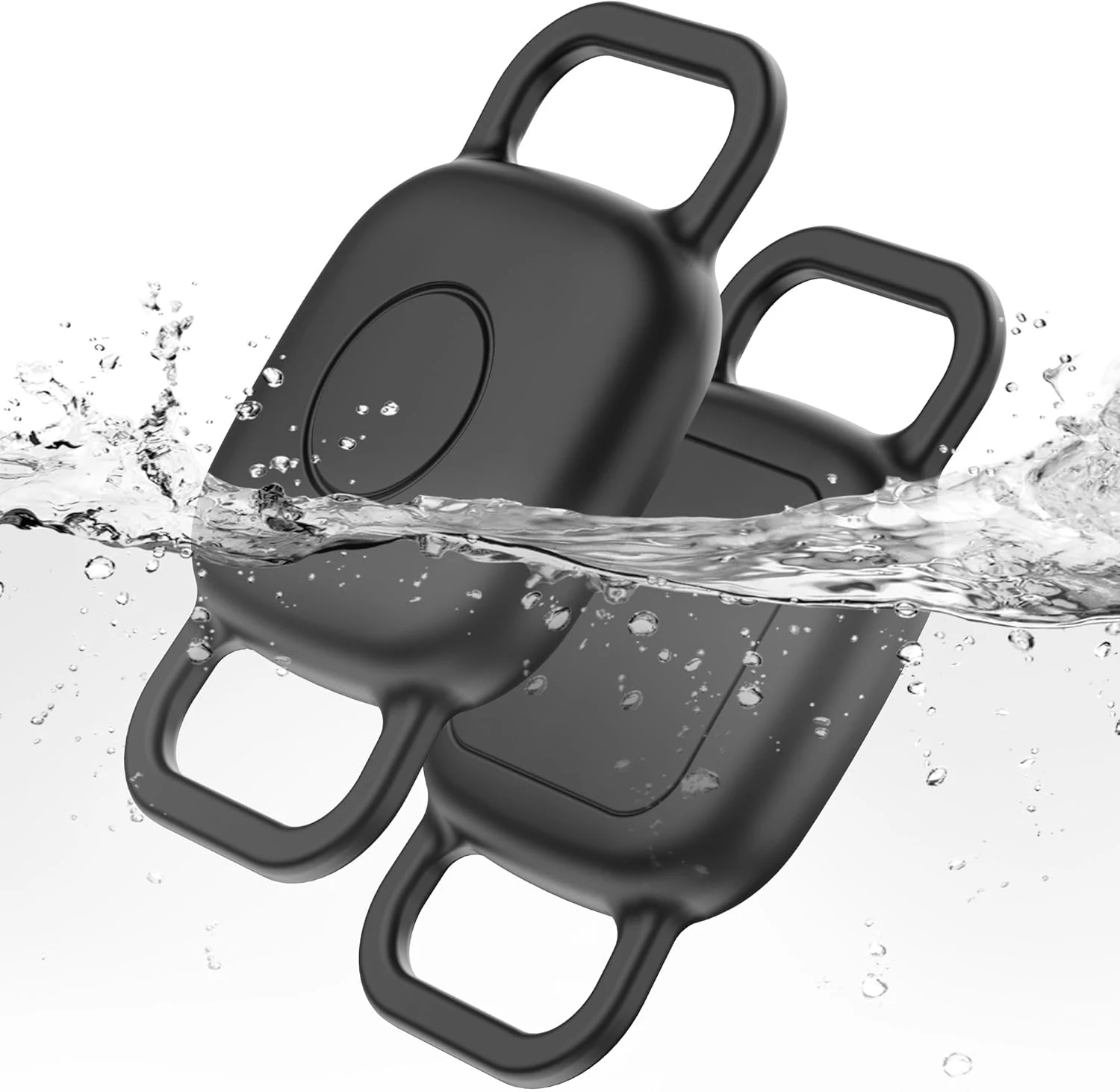 DDJ Waterproof Dog Collar Holder for Life360 Tile Mate Tracker, 2-Pack Durable Silicone Cover, Black