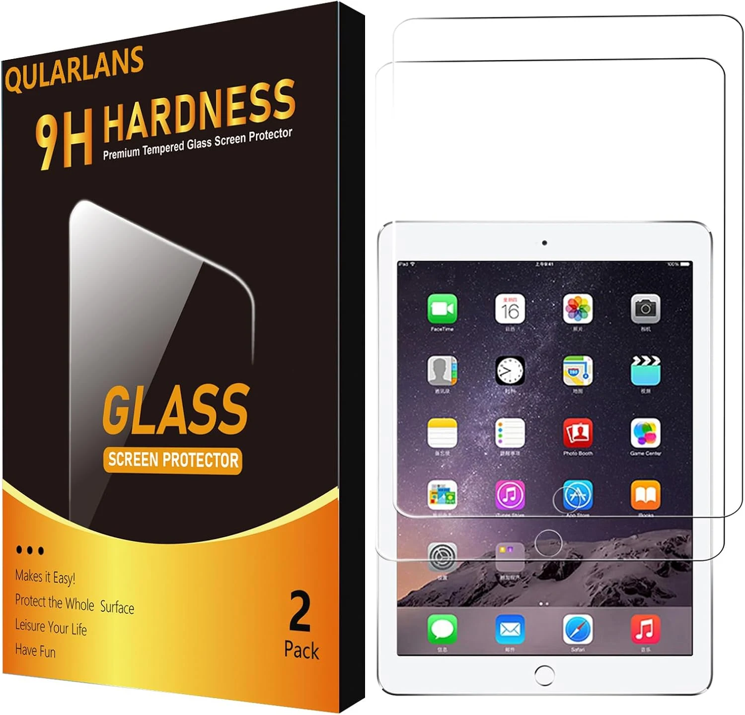 Qularlans 2 Pack Screen Protector for iPad 6th 5th Generation 9.7 Inch (2018/2017)