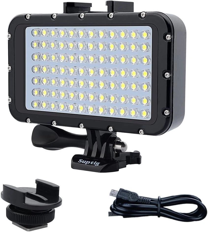 Suptig Underwater Lights Dive Light 84 LED High Power Dimmable Waterproof LED Video Light (50m)