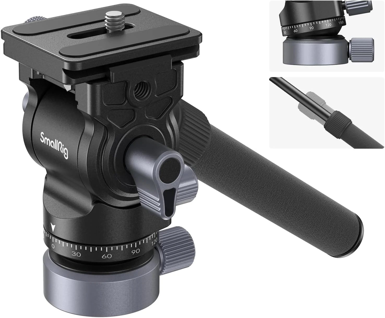 SmallRig Video Head with Leveling Base, Quick Release Plate for Arca Swiss and Adjustable Handle
