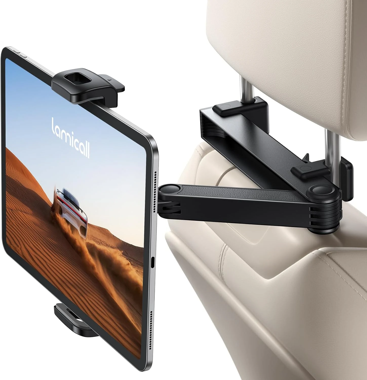 Lamicall Car Headrest Tablet Holder (Lockable, 3-in-1 Extension Arm)