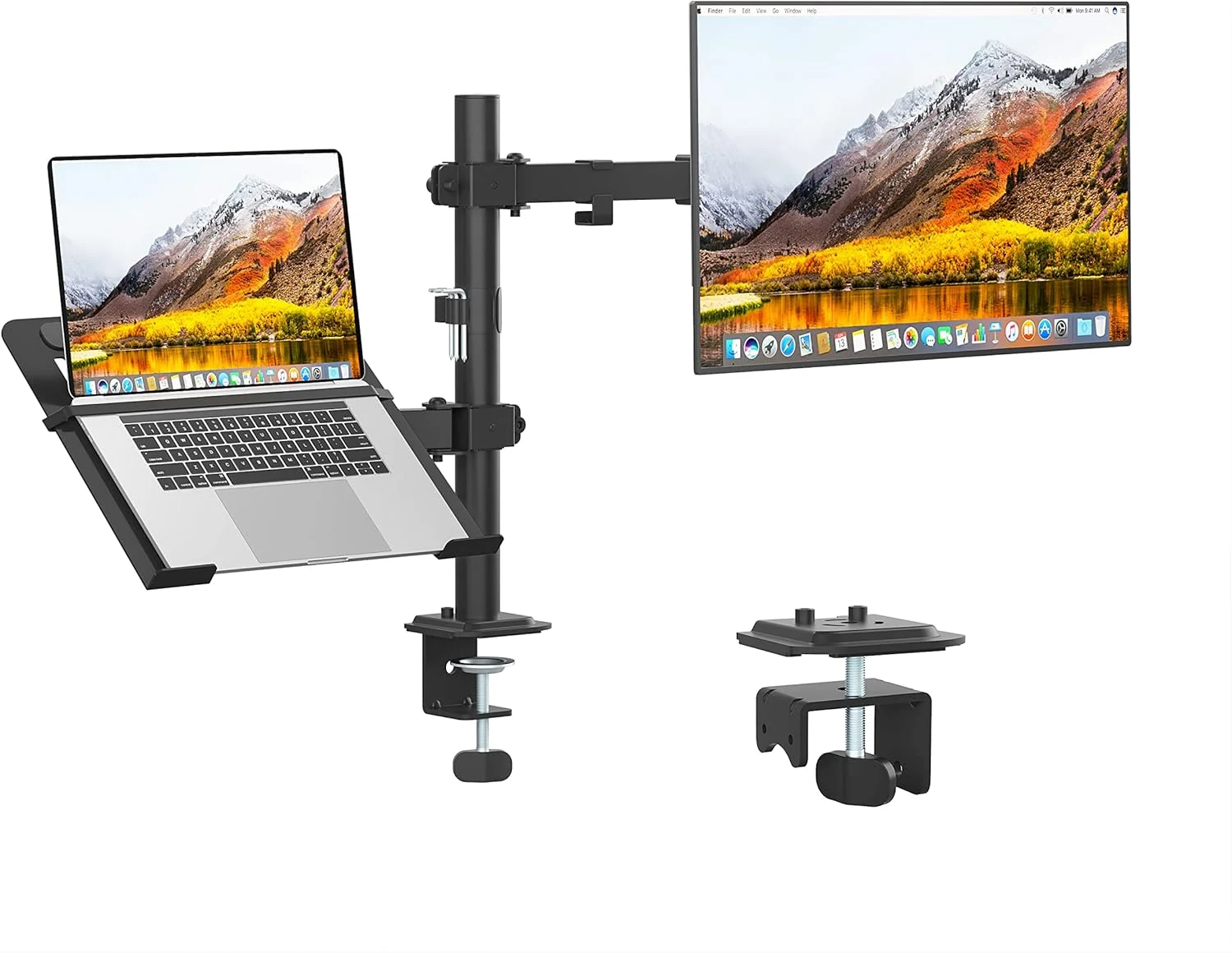 UPGRAVITY Monitor and Laptop Mount, Monitor Arm with Vented Tray