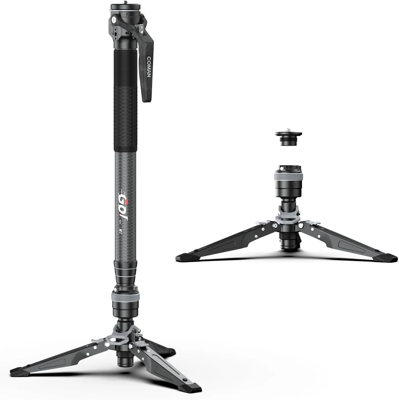 COMAN M1 62.8" Carbon Fiber Monopod for Camera, One-Click Lifting