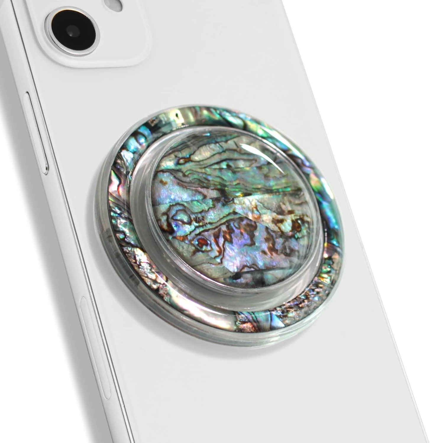 On The Grip Magnetic Phone Grip for MagSafe, Genuine Natural Seashell Stone, Swappable Top
