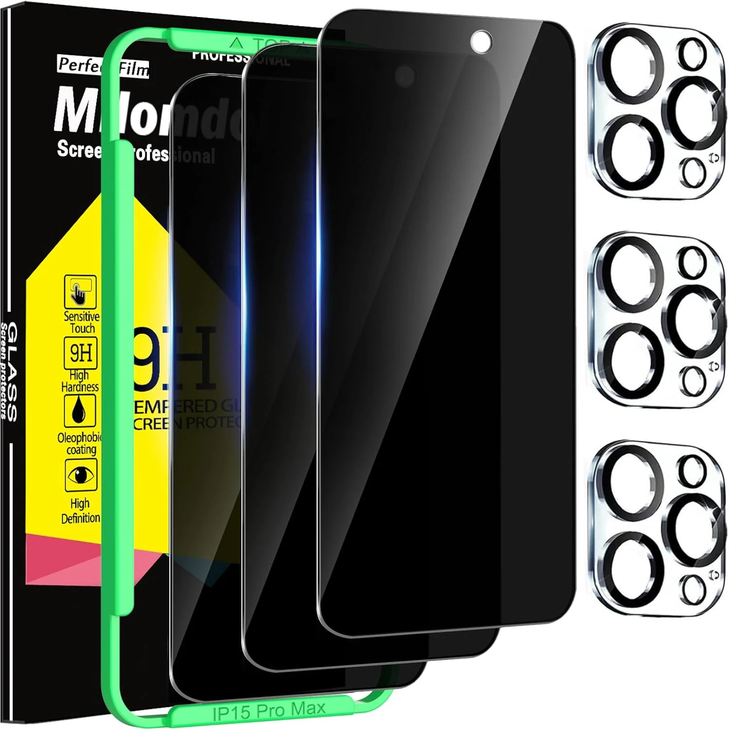 Milomdoi 3 Pack Privacy Screen Protector for Apple iPhone 15 Pro Max