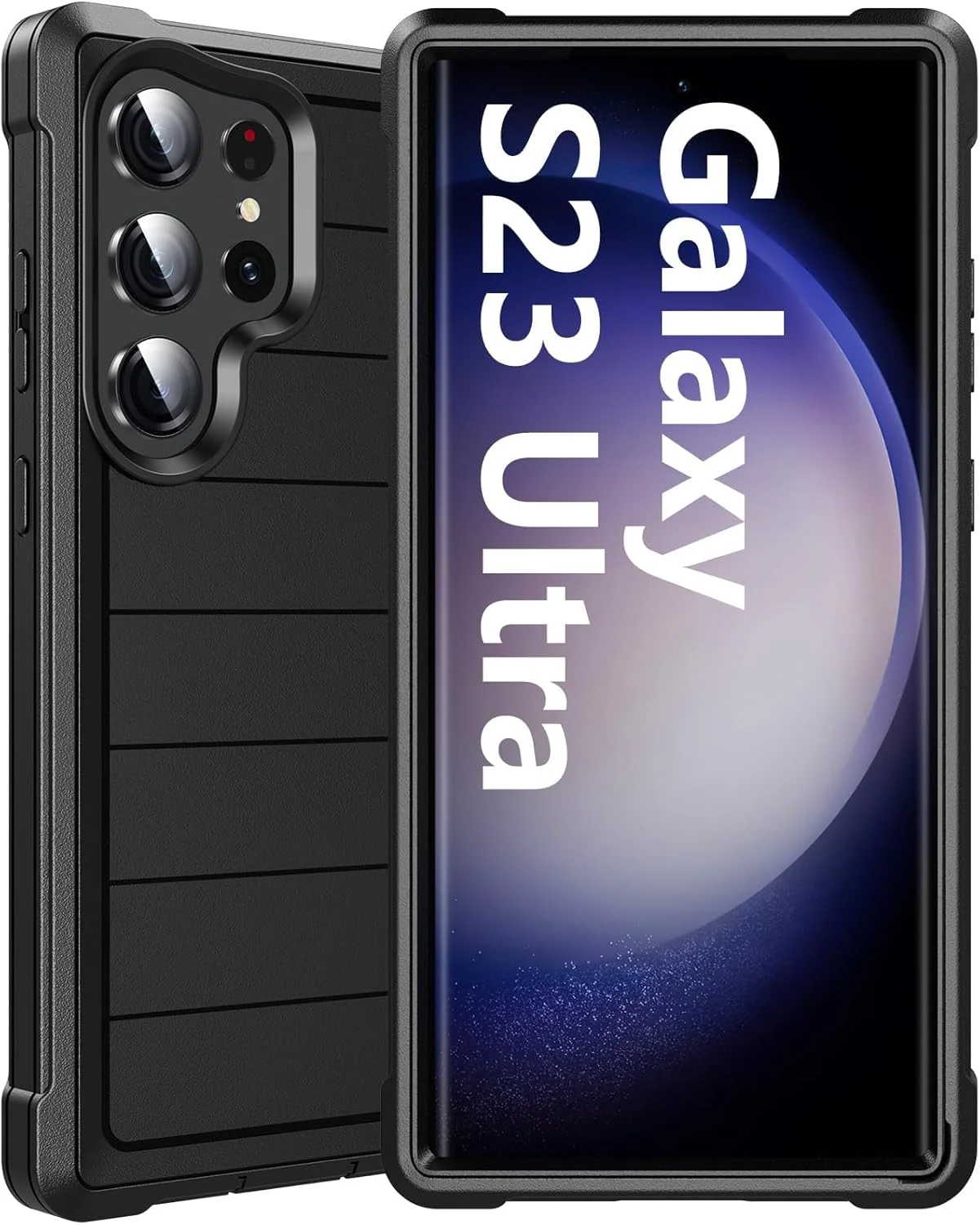 Hinsenple for S23 Ultra Case, Heavy Duty Samsung Galaxy S23 Ultra-Black